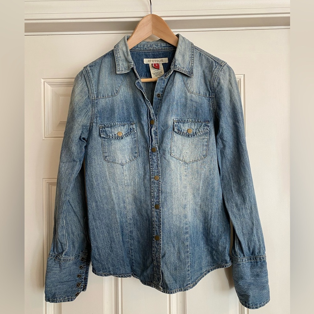 Stetson Denim Long-Sleeved Shirt w Pearl Snaps W’s Small